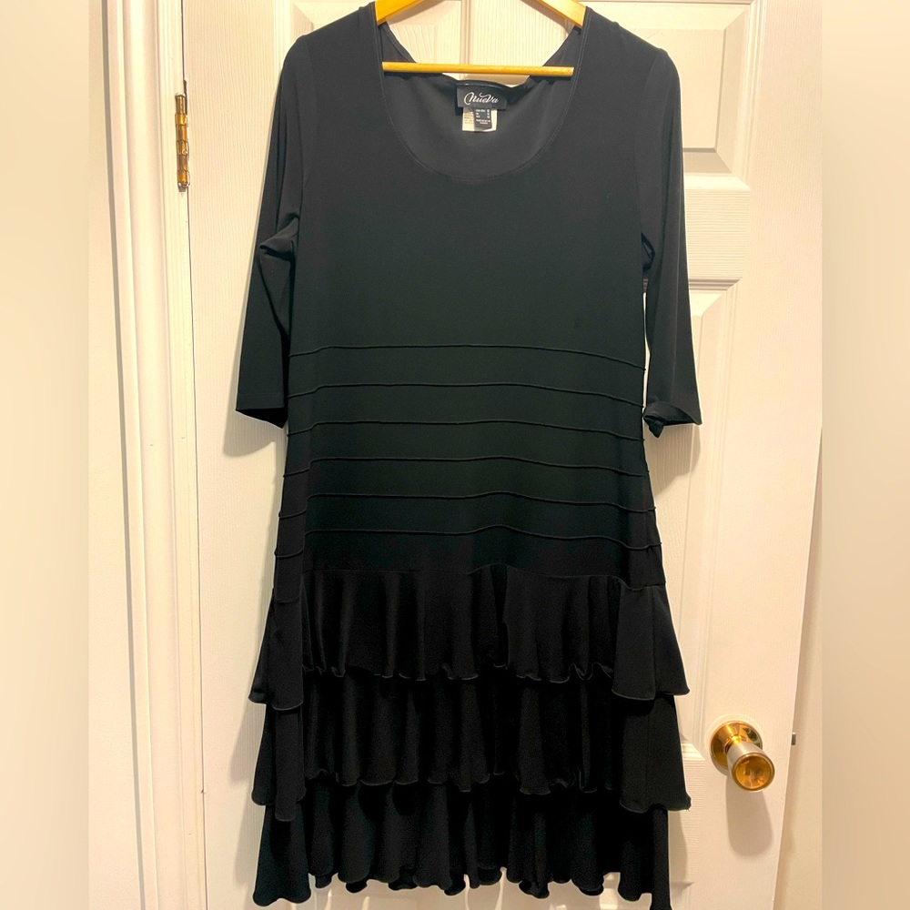🇨🇦 Made in Canada little black dress Nueva dress with flamenco layers, keyhole